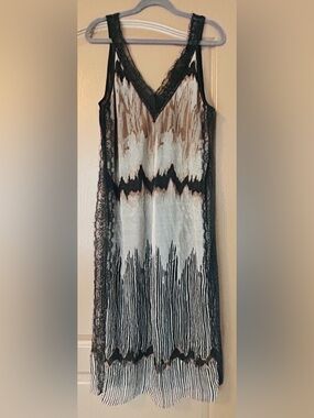 Zara Collection Sheer Lace Mesh Layered Midi Dress Boho Goth M